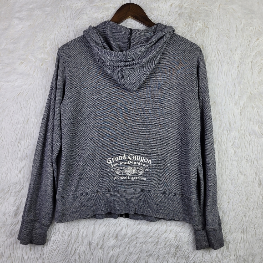 Harley Davidson Womens M Gray Micro‎ Stripe Full Zip Hoodie Grand Canyon Arizona - Picture 3 of 8